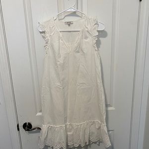 Madewell white eyelet dress with flutter sleeve